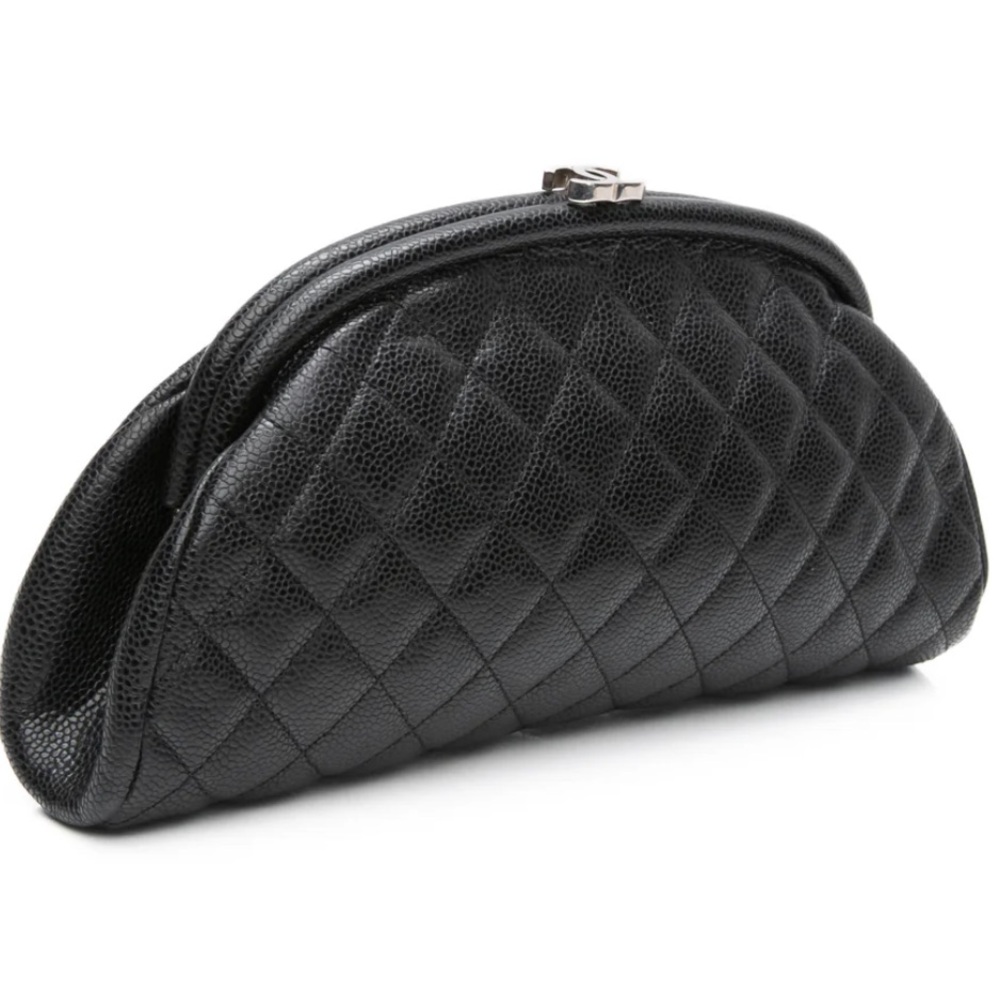 Chanel Black Quilted Clutch with Silver Clasp - Picture 3 of 10
